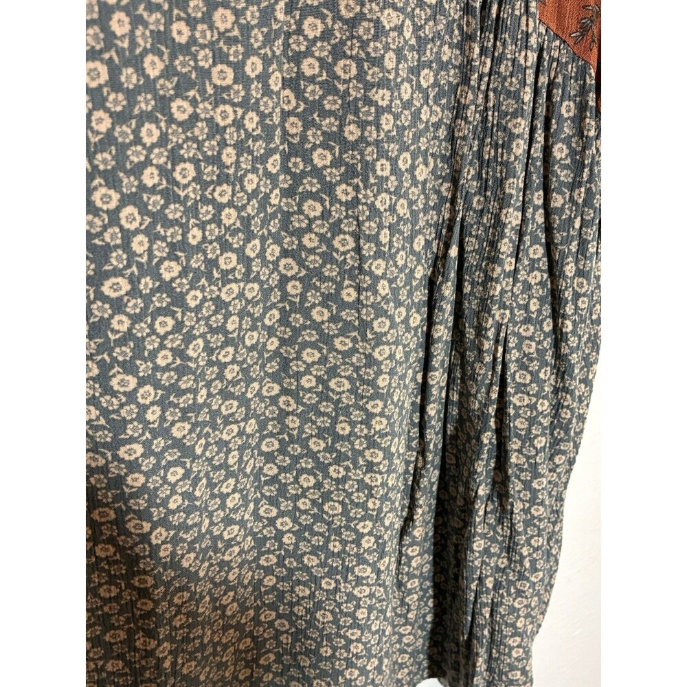 White Birch XL Blouse Terracotta Blue Floral Top Boho - Picture 6 of 8